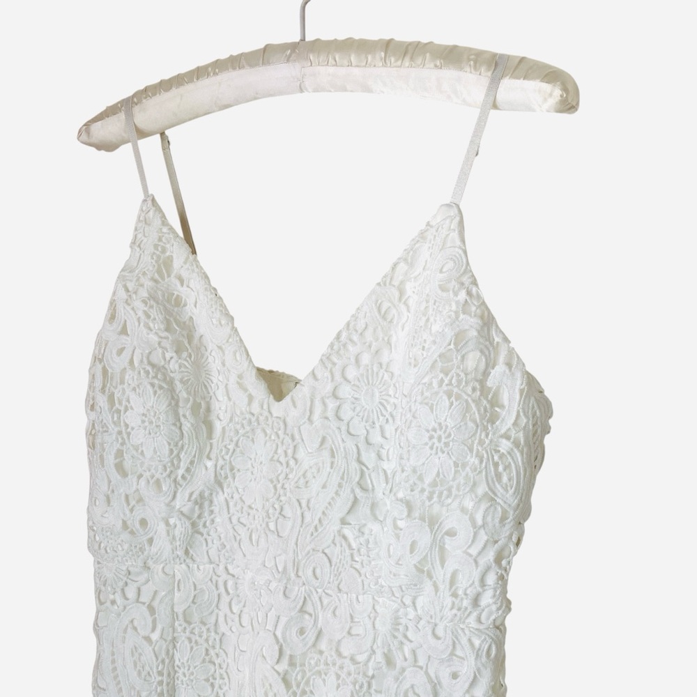 Lulus Pass The Prosecco White Lace Bodycon Mini Dress Sz M - Picture 3 of 14
